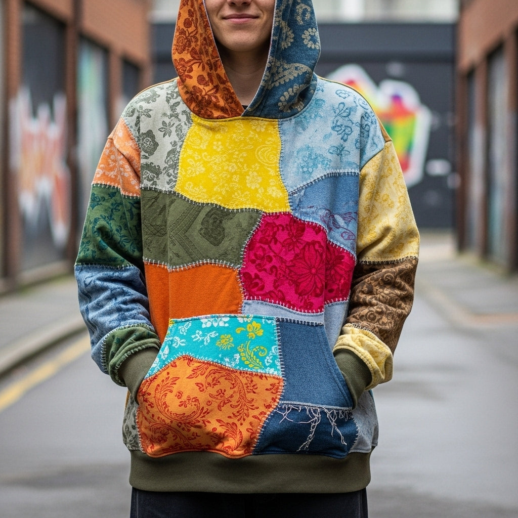 UrbanEdge Patchwork Hoodie – Authentic, Premium Comfort & Unique Streetwear Style